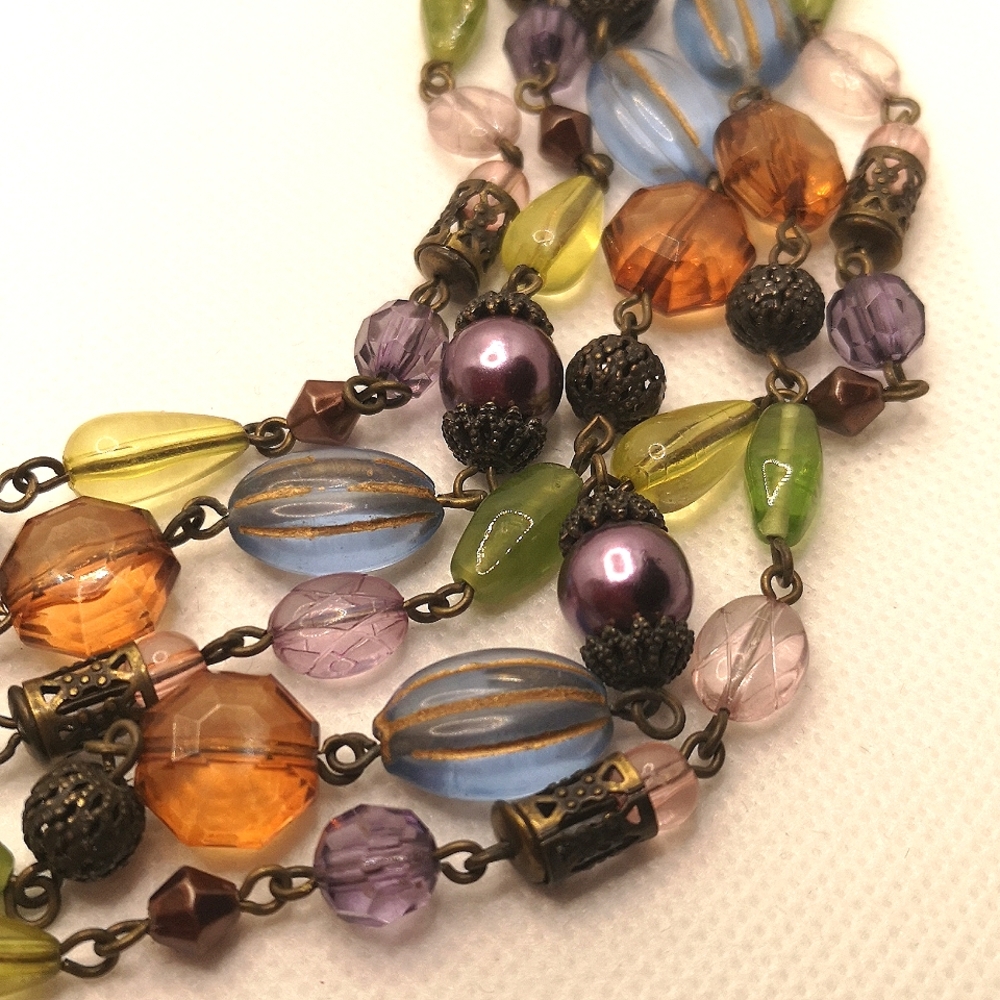 Vintage 5 strand beaded necklace - Picture 3 of 7